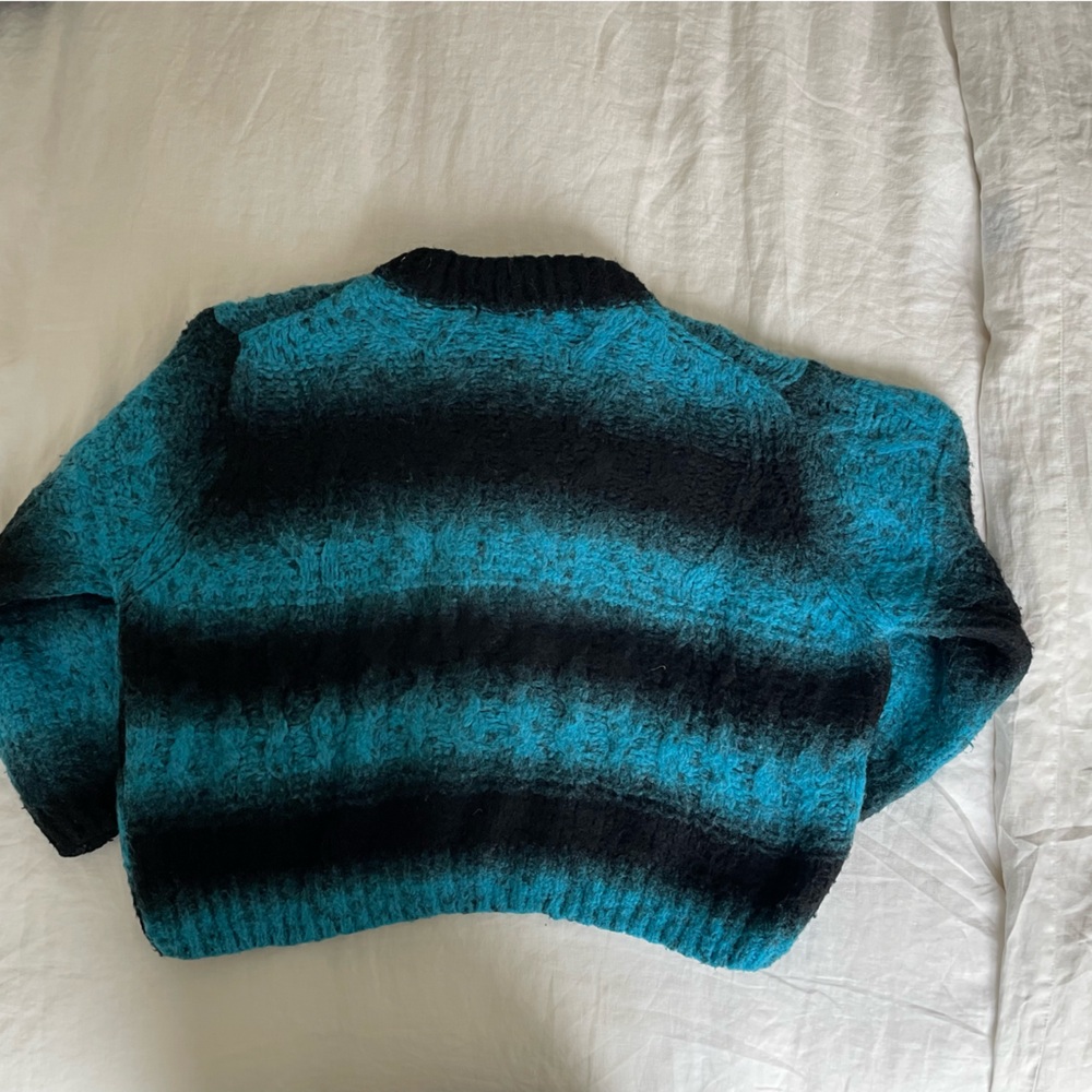 Bimba y Lola Striped Teal and Black Women's Sweater - Picture 2 of 4